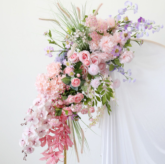 W008:2023 New Wedding Party Background Floral Arch Decoration Including Frame Rose Morning