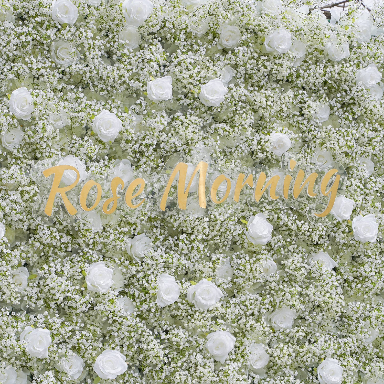 Rose Morning“The flower walls are made of artificial flowers in various colors, layered at different levels to create a lush, elegant and natural look. The exclusive zipper design and roll-up design make it easy to install and remove.”