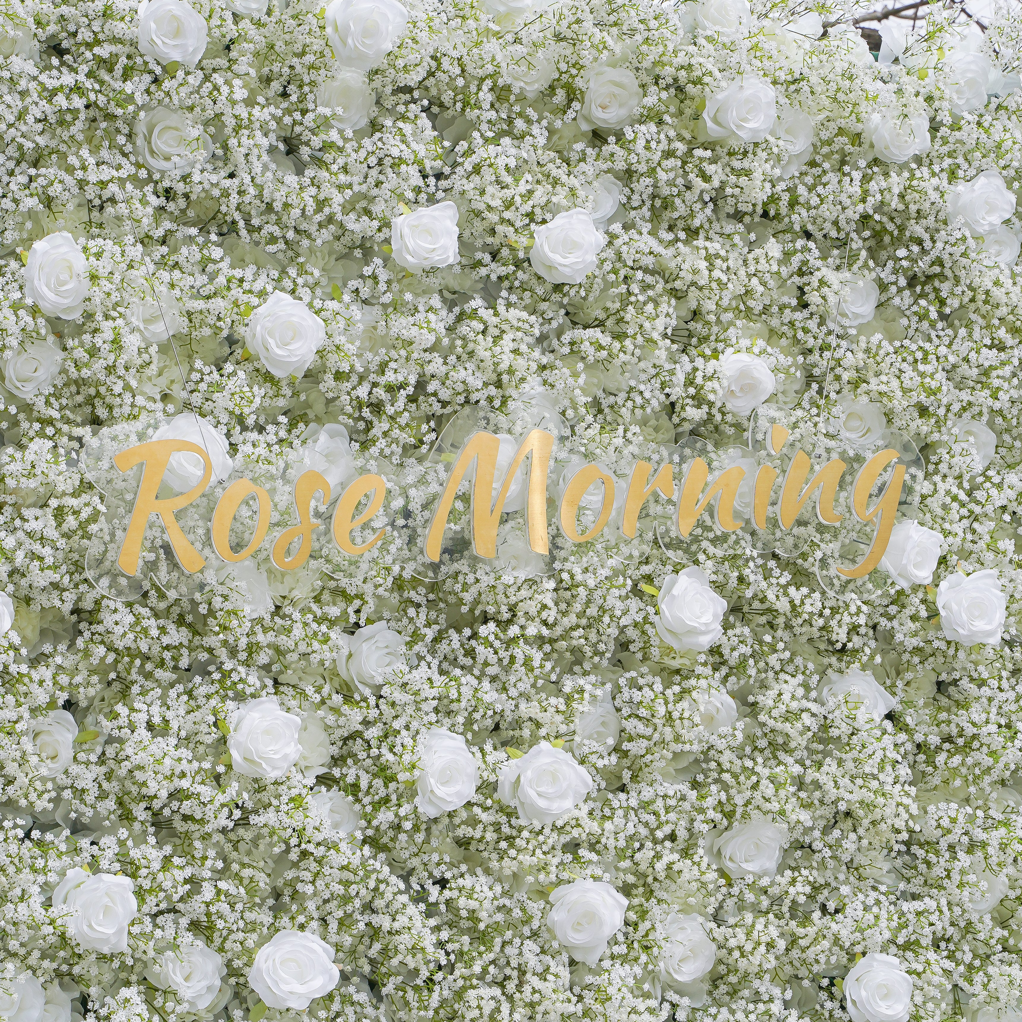 Rose Morning“The flower walls are made of artificial flowers in various colors, layered at different levels to create a lush, elegant and natural look. The exclusive zipper design and roll-up design make it easy to install and remove.”
