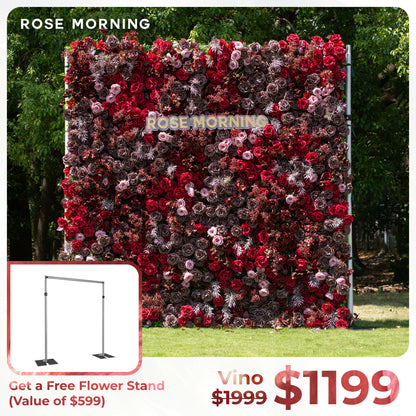Vino：5D Fabric Artificial zip up curtain flower wall +Free Stand (Ready to ship-Only USA)