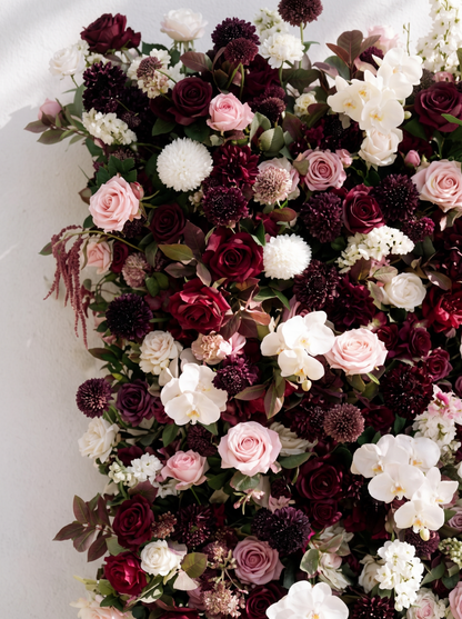 Garnet ：2026 Luxury 5D Berry &amp; Burgundy Floral Wall with Greenery Roll-Up Backdrop for Rustic Garden Weddings (Copy) (Copy)
