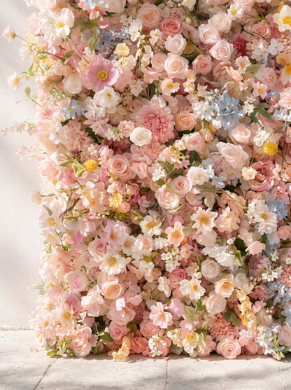 Sorbet：2026 Luxury 5D Macaron Floral Wall with Greenery Roll-Up Backdrop for Whimsical Bridal Showers