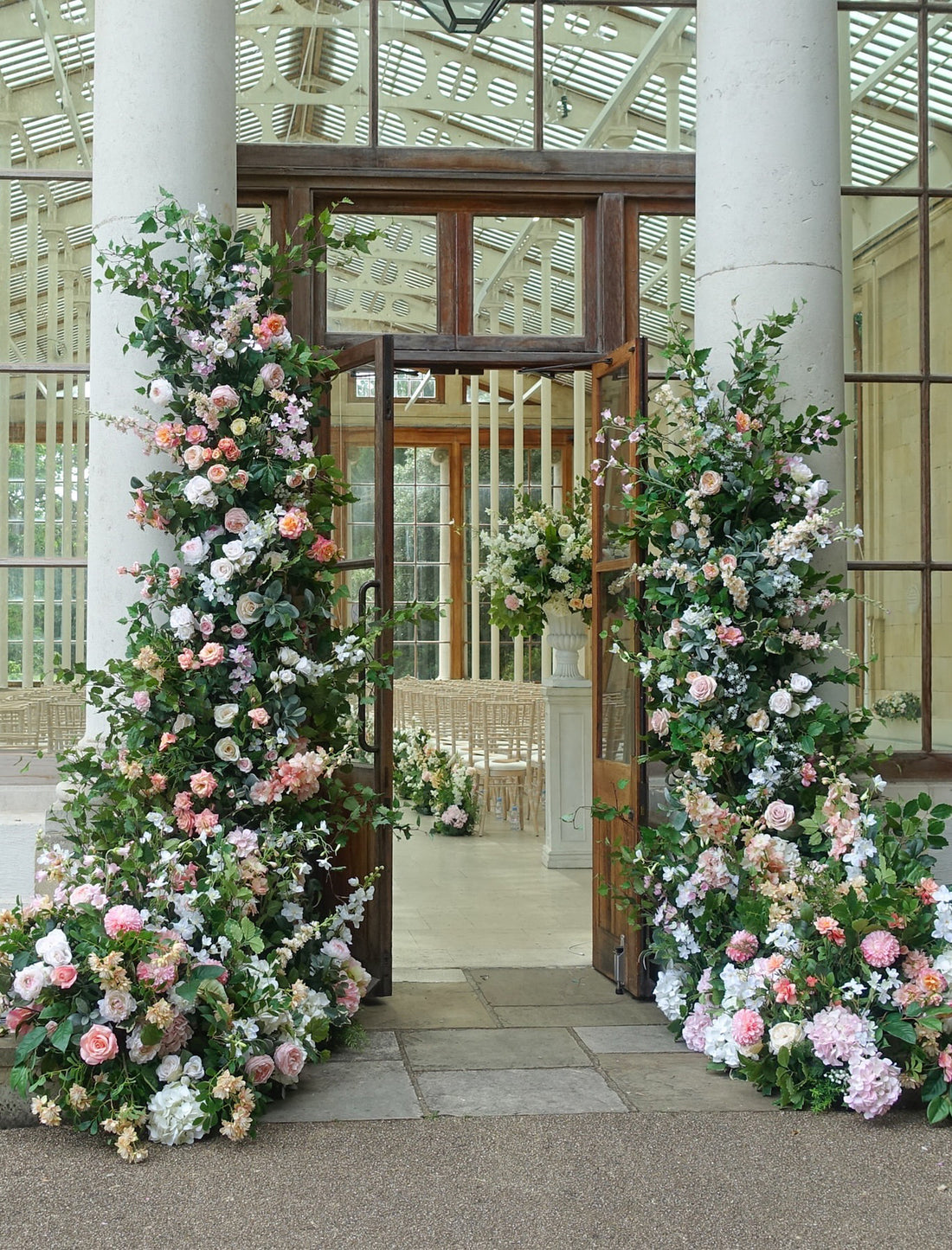 Custom Floral Arch – Style 011:2025 New Wedding Party Background Floral Arch Decoration + 2 Silk flower ground runners