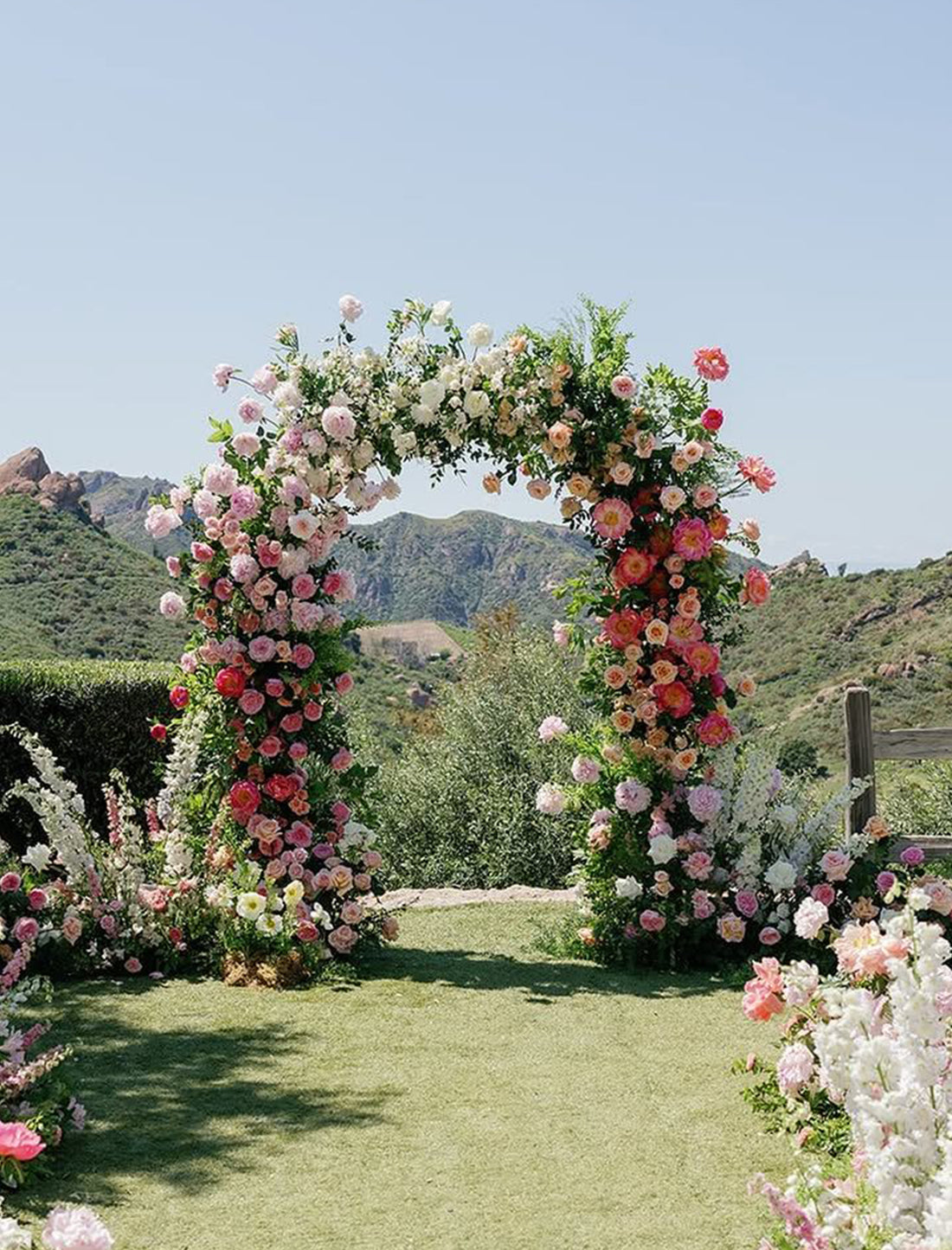 Custom Floral Arch – Style 019:2025 New Wedding Party Background Floral Arch Decoration + 2 Silk flower ground runners