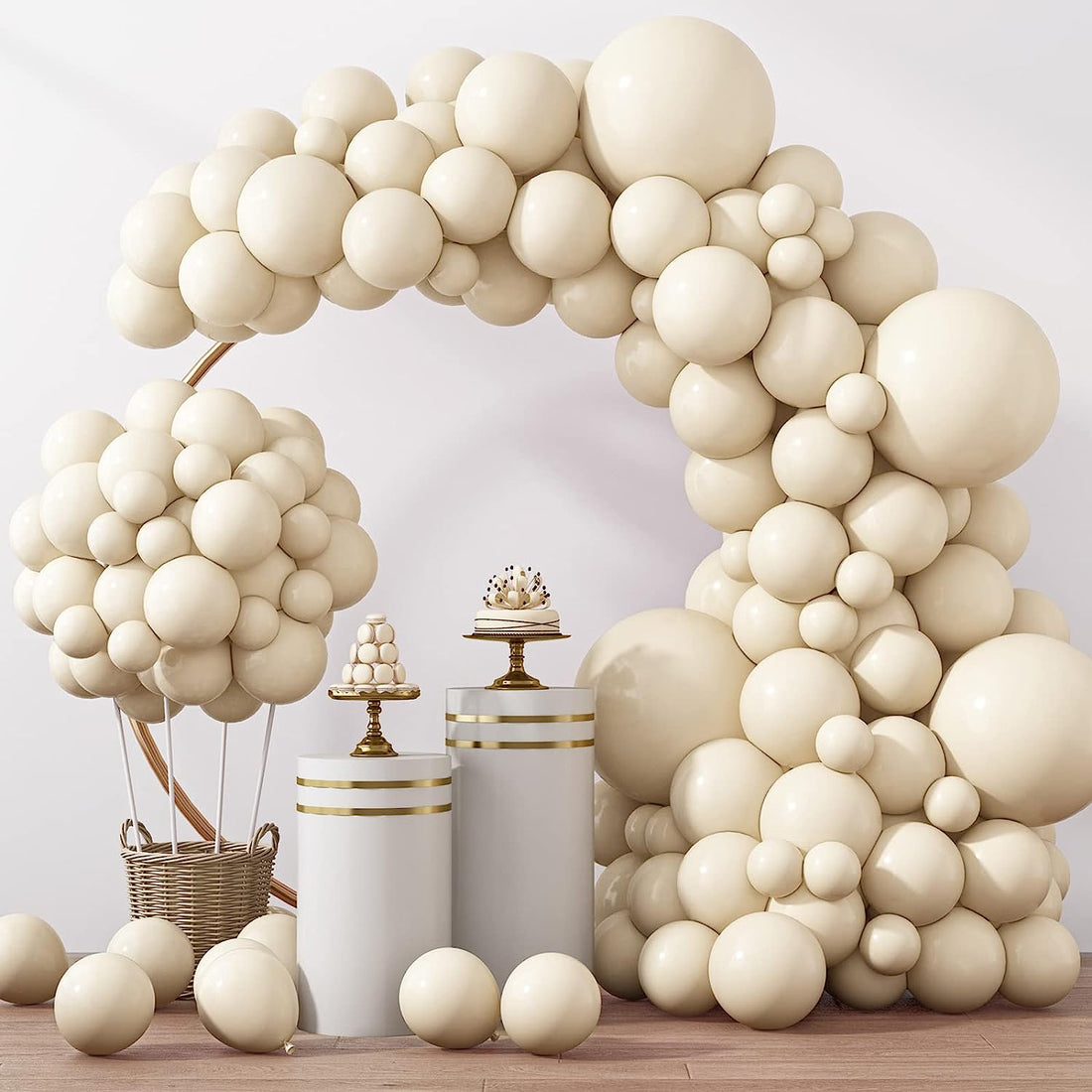 This is a wreath arch decoration set of sandy white balloons that is perfect for a variety of occasions including birthdays, weddings, anniversaries, Valentine&