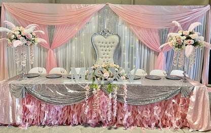 Glitz Sequin Mesh Net Drape/Backdrop panel With Rod Pockets Rose Morning