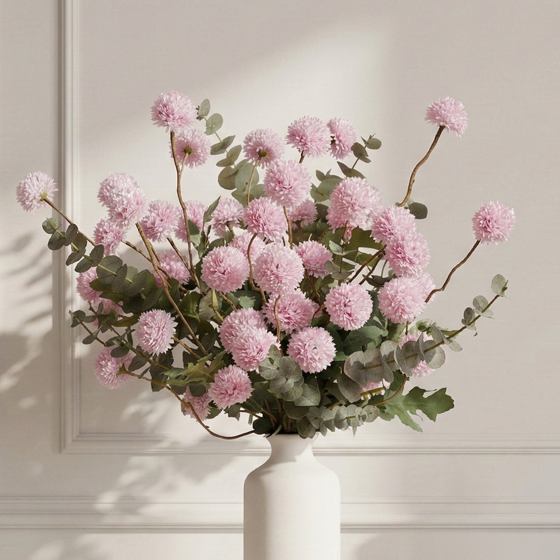 Potfloral Fake Kiku Flowers for-Spring Faux Floral for Home Decor Table Centerpieces(Pink)