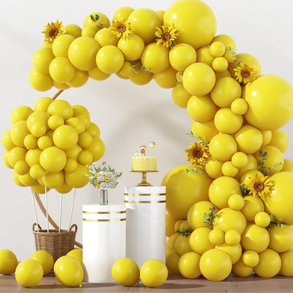 Yellow Balloon Decoration Set, includes 3 sets of balloons, including 12&quot; round yellow balloons, 12&quot; star yellow balloons and 12&quot; heart yellow balloons. Balloons are made of high quality material and durable. Balloons can be used for a variety of occasions including birthday parties, wedding anniversaries, Valentine&