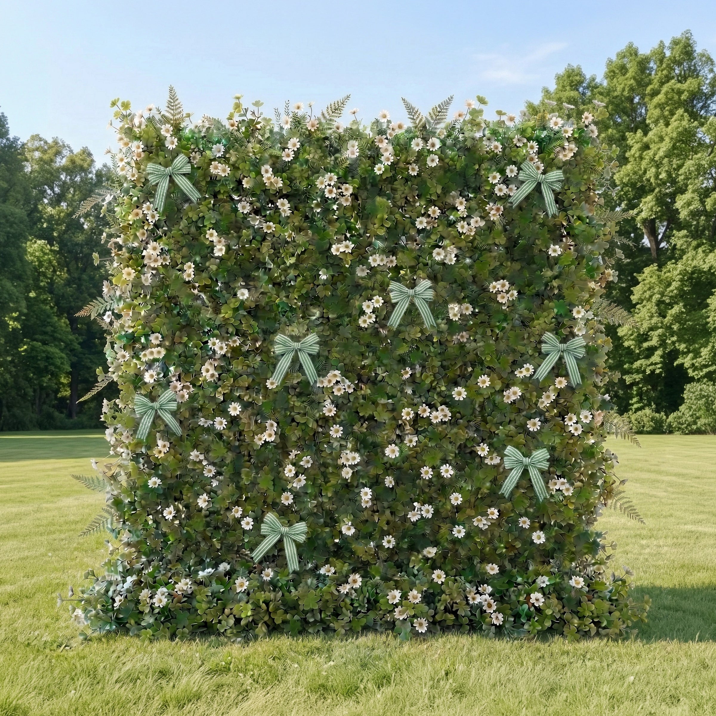 Clover: 5D Green Lucky Clovers Silk Floral Wall Roll-Up Fabric Backdrop for St.Patrick&