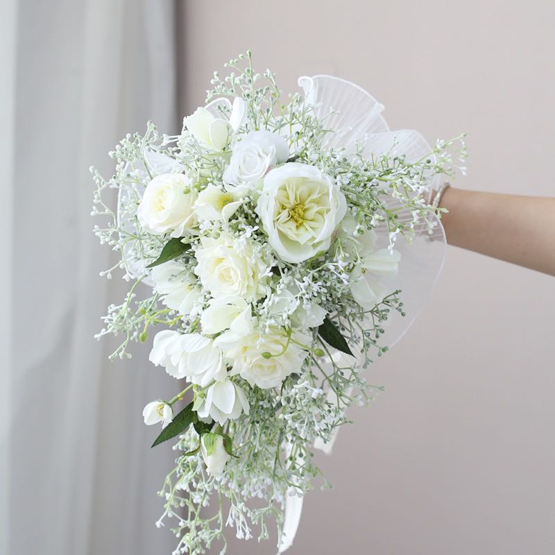 White wedding bouquet bridal bouquet -R075 Rose Morning