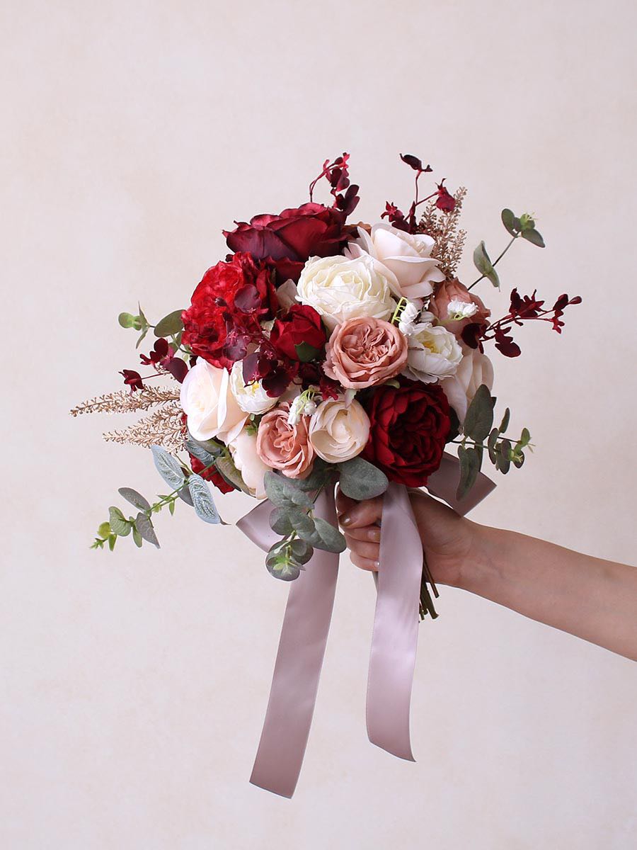 Red wedding bouquet bridal bouquet -R076 Rose Morning