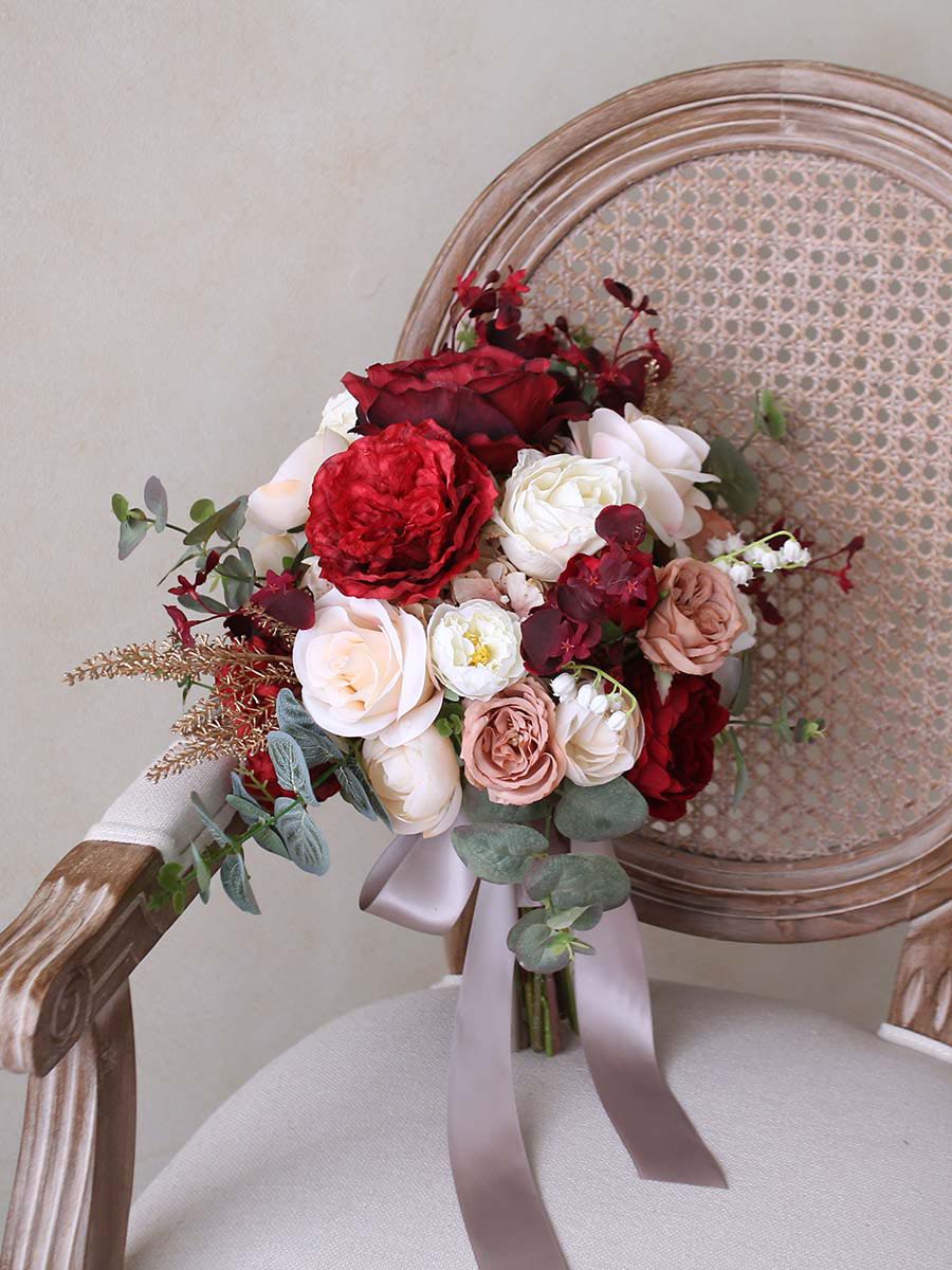 Red wedding bouquet bridal bouquet -R076 Rose Morning