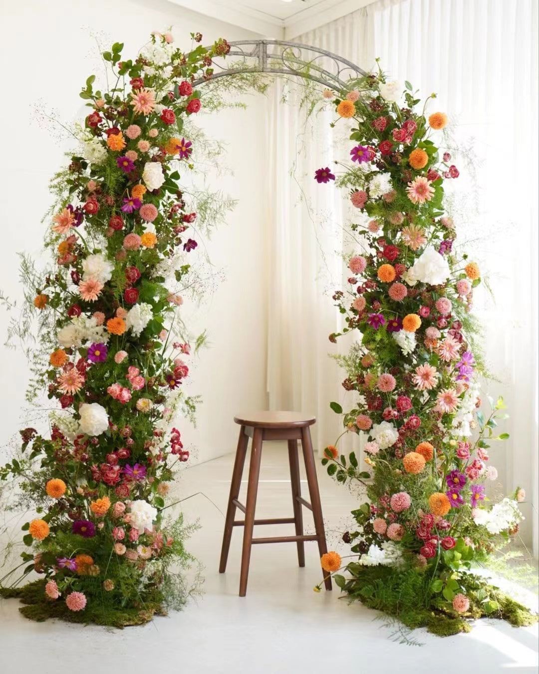Field:2023 New Wedding Party Background Floral Arch Decoration Including Frame Rose Morning