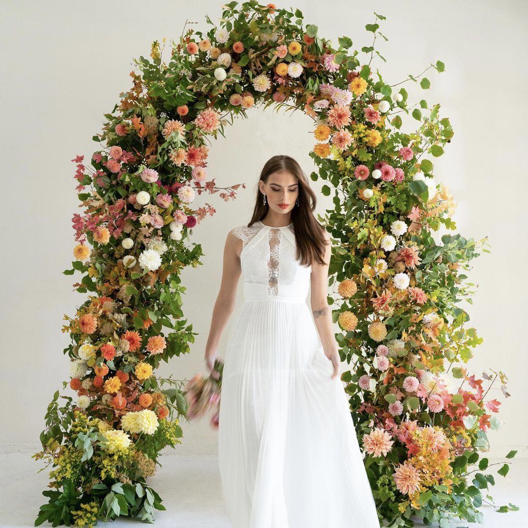 Gemma : 2023 New Wedding Party Background Floral Arch Decoration Including Frame -R896 Rose Morning