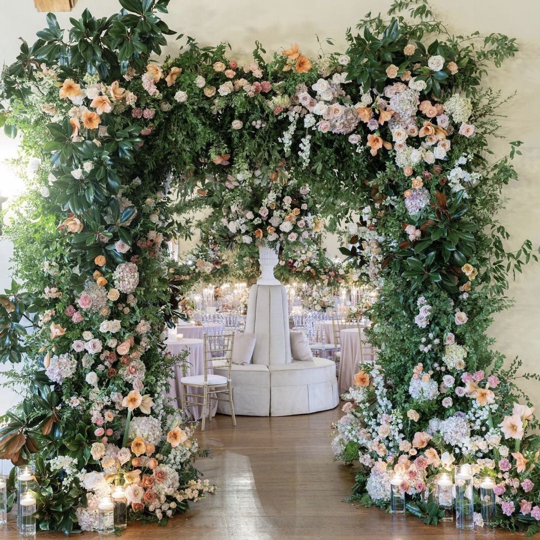 Naveh : 2023 New Wedding Party Background Floral Arch Decoration include Frame Rose Morning
