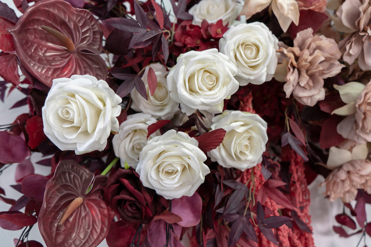 Long Table Row Roses Yvette Long strip flower row trailing long arrangement – Rose Morning