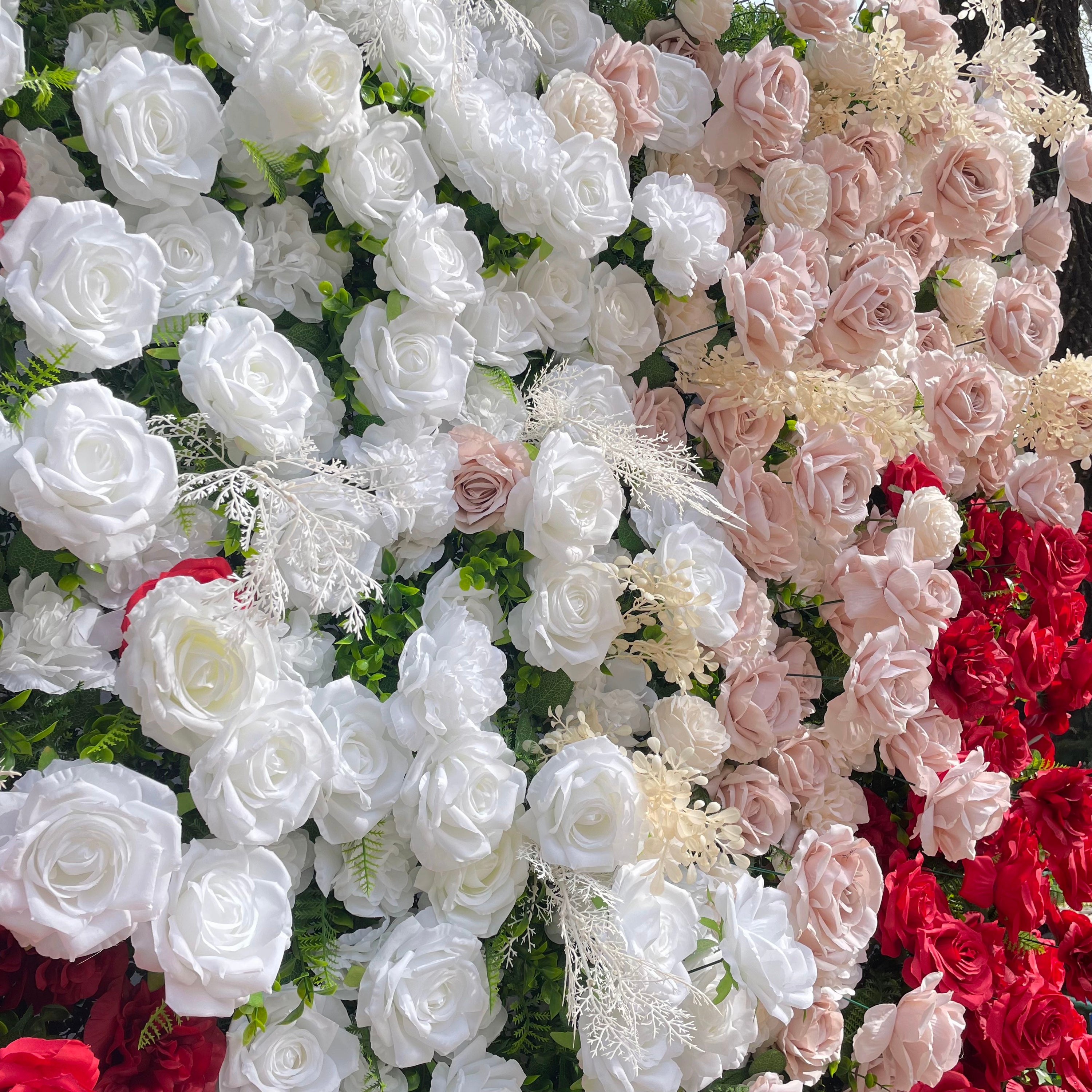 Muma：5D Fabric Artificial rolling up curtain flower wall Rose Morning