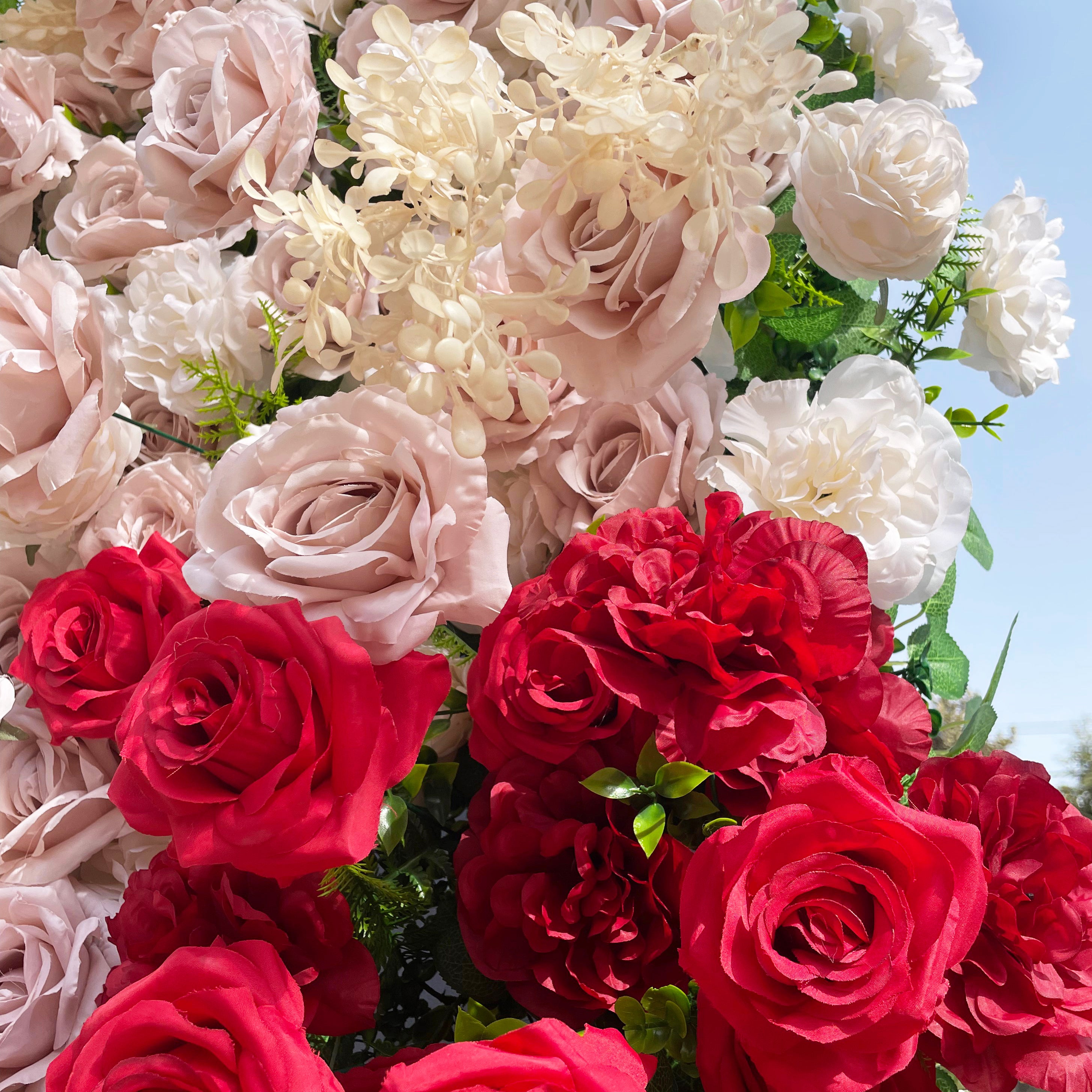 Muma：5D Fabric Artificial rolling up curtain flower wall Rose Morning