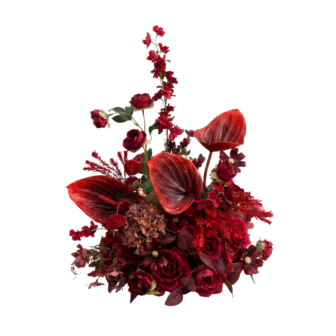 Lunelle：Berry &amp; Burgundy Artificial Rose Arrangements, Wedding Aisle &amp; Table Decor Realistic Silk Flowers with Stable Base,Reusable,Ideal for Indoor Outdoor Ceremonies,Parties &amp; Table Centerpieces