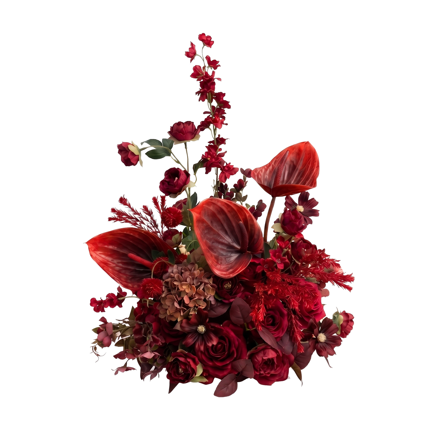 Lunelle：Berry &amp; Burgundy Artificial Rose Arrangements, Wedding Aisle &amp; Table Decor Realistic Silk Flowers with Stable Base,Reusable,Ideal for Indoor Outdoor Ceremonies,Parties &amp; Table Centerpieces
