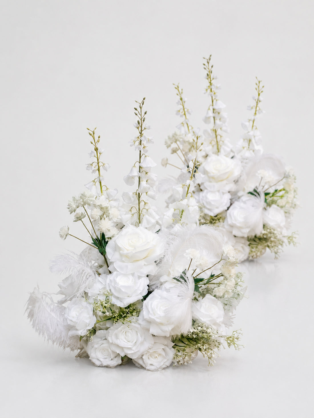 Florielle(2Pcs)：White Artificial Rose Arrangements, Wedding Aisle &amp; Table Decor Realistic Silk Flowers with Stable Base,Reusable,Ideal for Indoor Outdoor Ceremonies,Parties &amp; Table Centerpieces