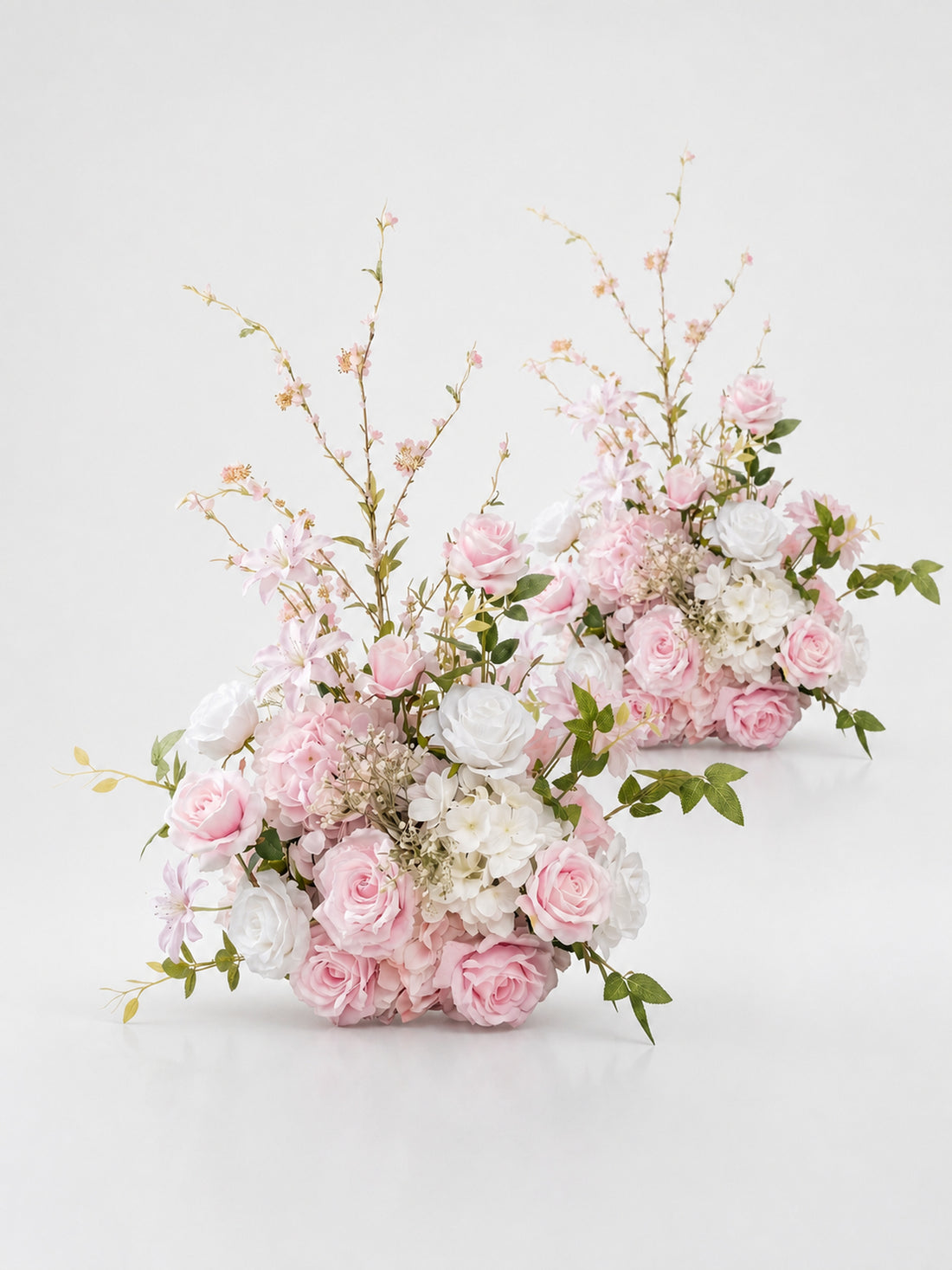 Veloura(2Pcs)：Pink Artificial Rose Arrangements, Wedding Aisle &amp; Table Decor Realistic Silk Flowers with Stable Base,Reusable,Ideal for Indoor Outdoor Ceremonies,Parties &amp; Table Centerpieces