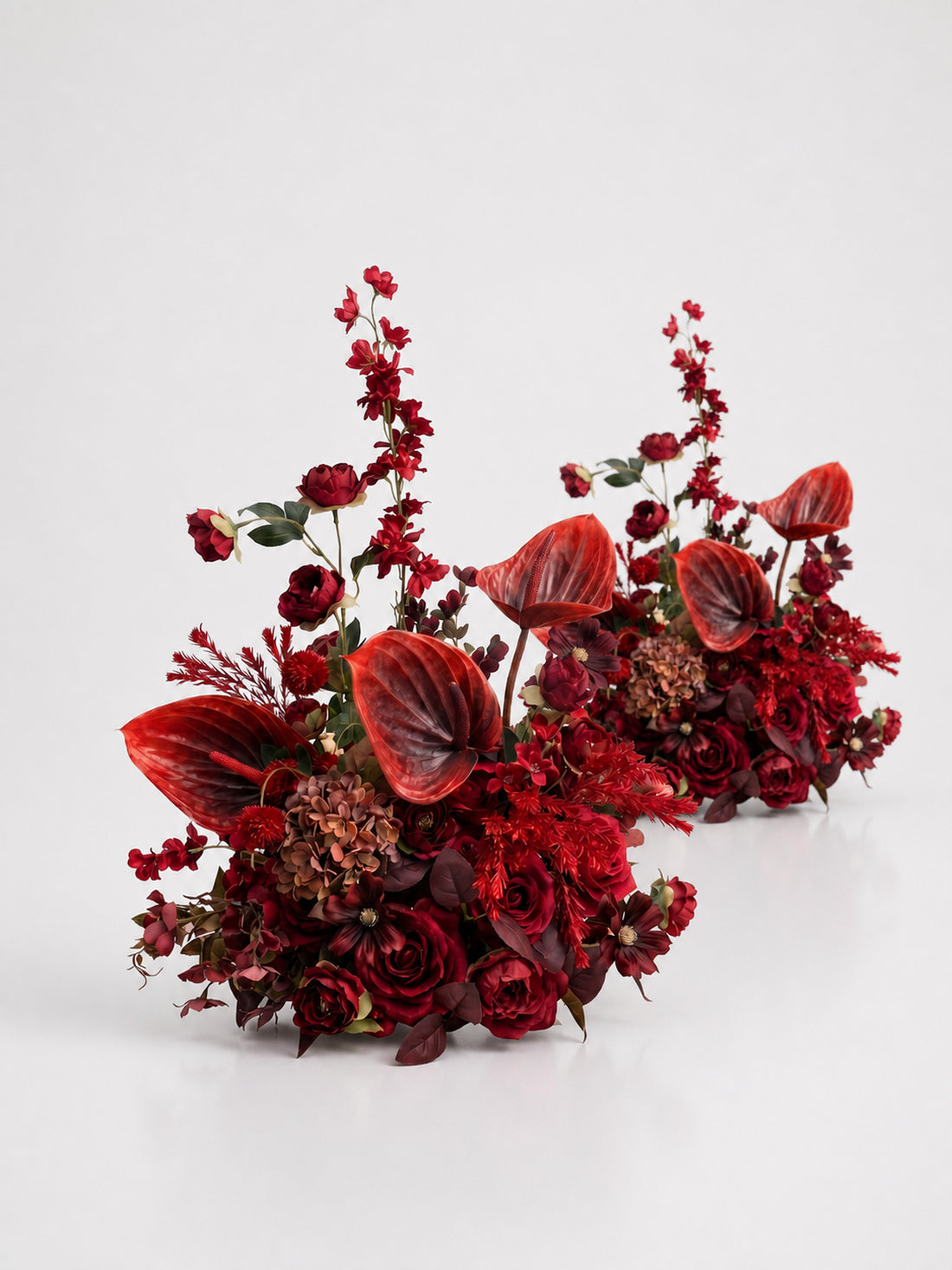 Lunelle(2pcs)：Berry &amp; Burgundy Artificial Rose Arrangements, Wedding Aisle &amp; Table Decor Realistic Silk Flowers with Stable Base,Reusable,Ideal for Indoor Outdoor Ceremonies,Parties &amp; Table Centerpieces