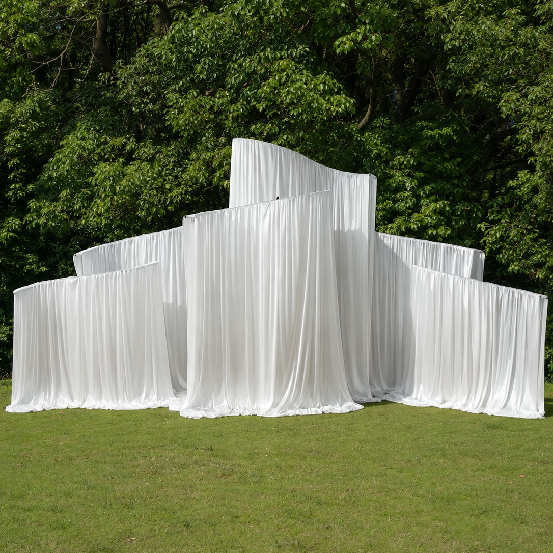 RoseMorning 6 Pcs White Stand Backdrop For Wedding and Party Purposal