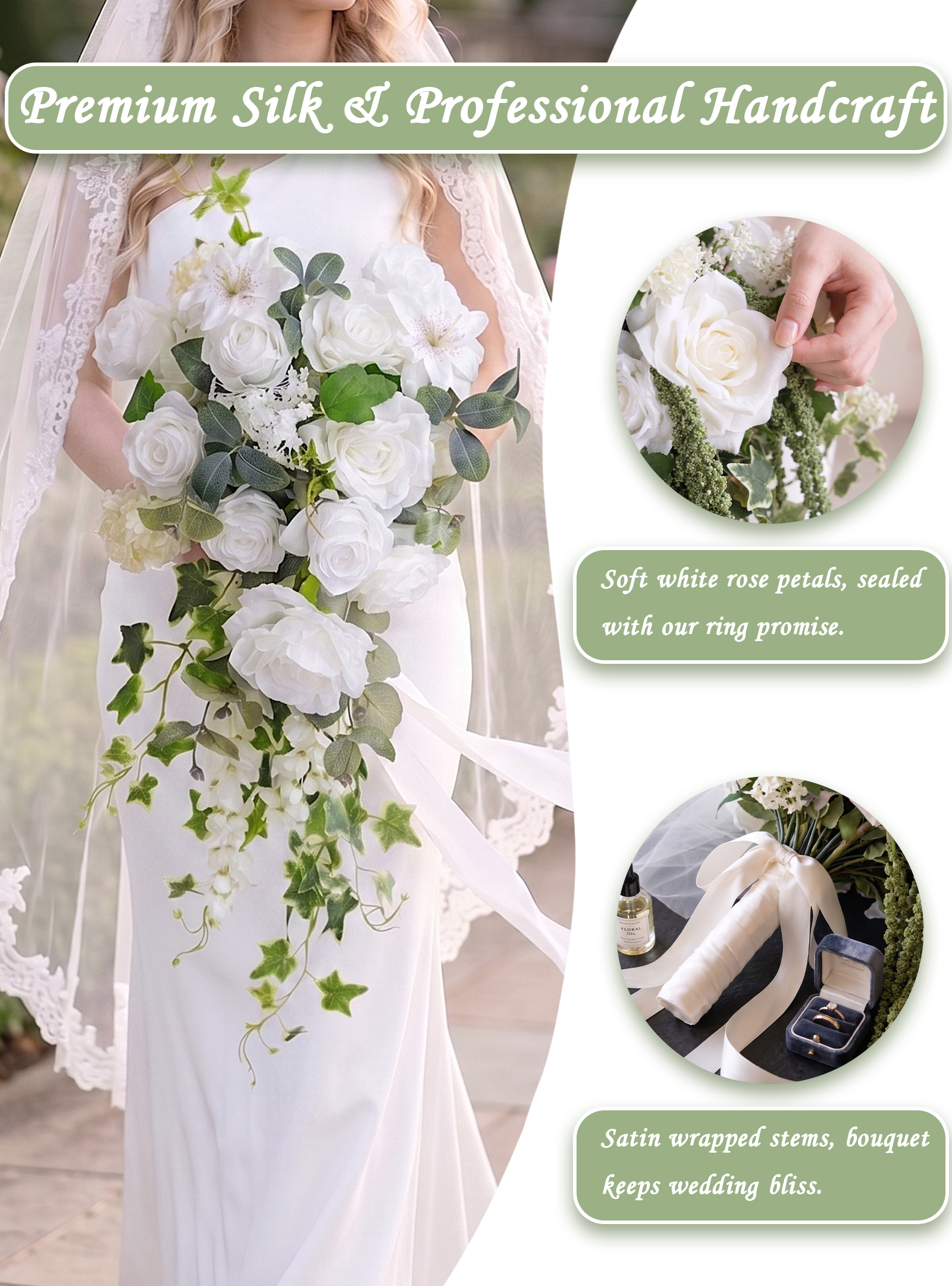 Dewdrop- Bridal Bouquet 13.7"x23.6&