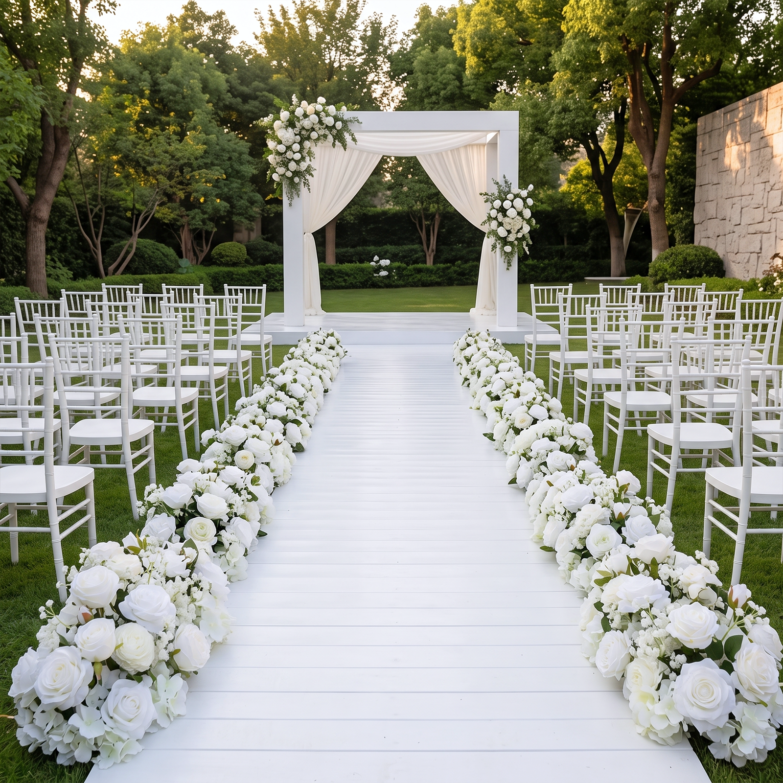 2pcs White Rose Wedding Aisle Flowers,Aisle Flowers for Wedding Ceremony