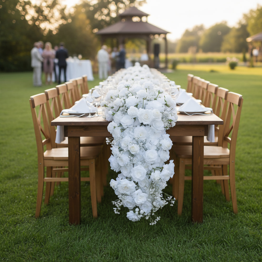 Pick 4 of 6-D: Long strip flower row trailing long table table arrangement table flower