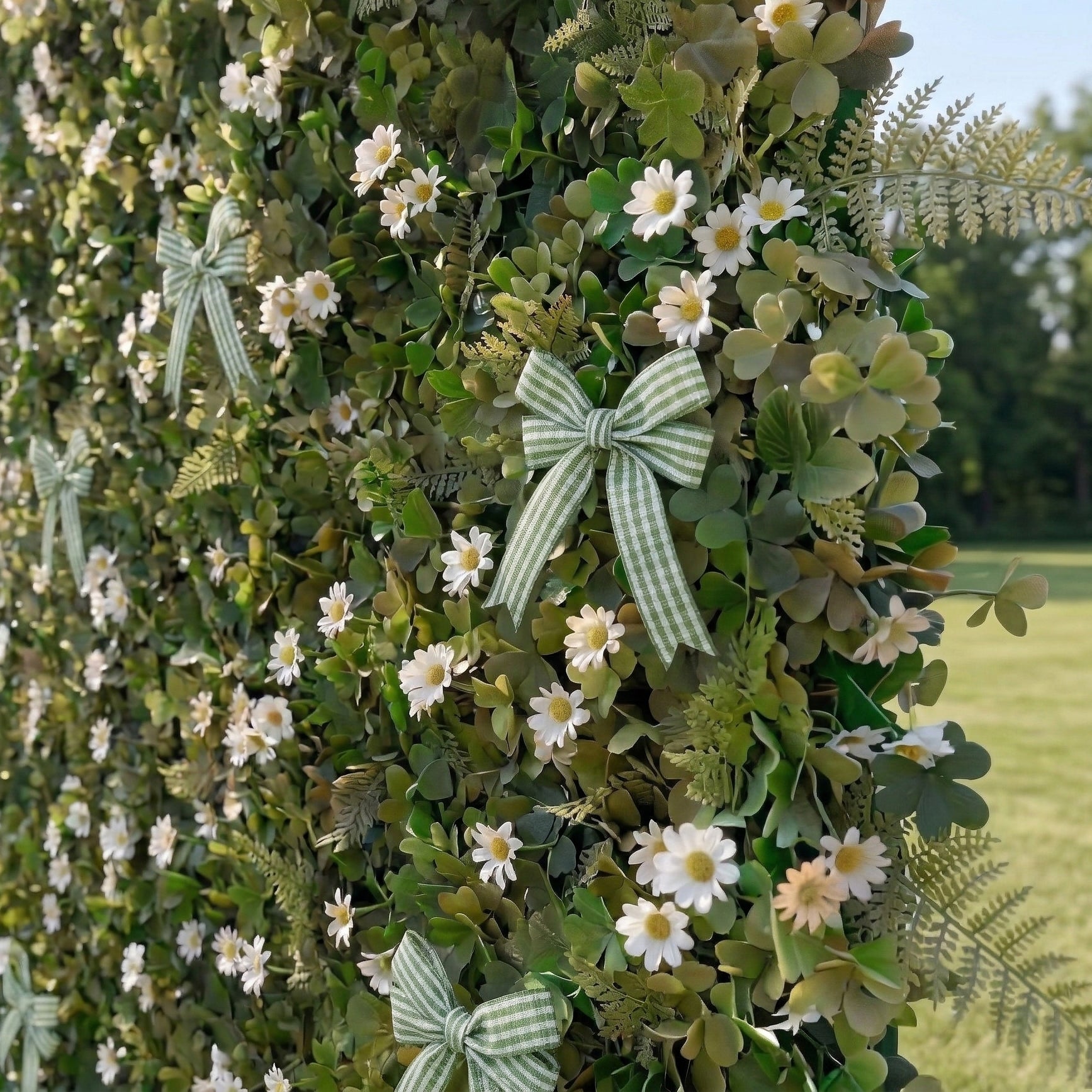 Clover: 5D Green Lucky Clovers Silk Floral Wall Roll-Up Fabric Backdrop for St.Patrick&