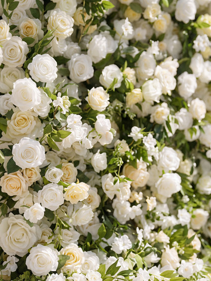 Verdant：2026 Luxury 5D White &amp; Green Floral Wall with Greenery Roll-Up Backdrop for Whimsical Bridal Showers