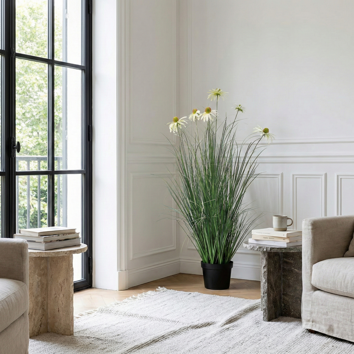 37.4 Inches Faux Reed Echinacea – Sculptural Botanical Statement for Modern Interiors