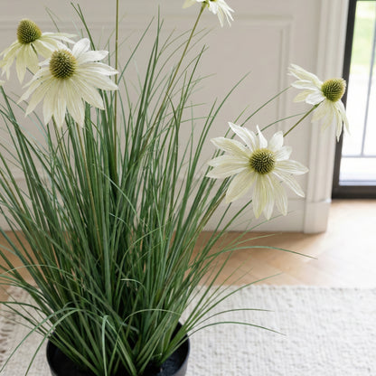 37.4 Inches Faux Reed Echinacea – Sculptural Botanical Statement for Modern Interiors