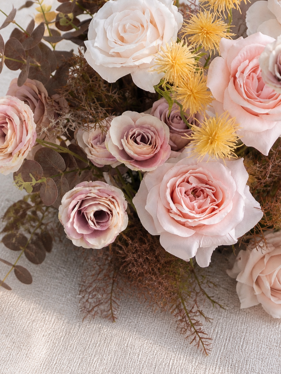 Meliora：Pink Shade Artificial Rose Arrangements, Wedding Aisle &amp; Table Decor Realistic Silk Flowers with Stable Base,Reusable,Ideal for Indoor Outdoor Ceremonies,Parties &amp; Table Centerpieces