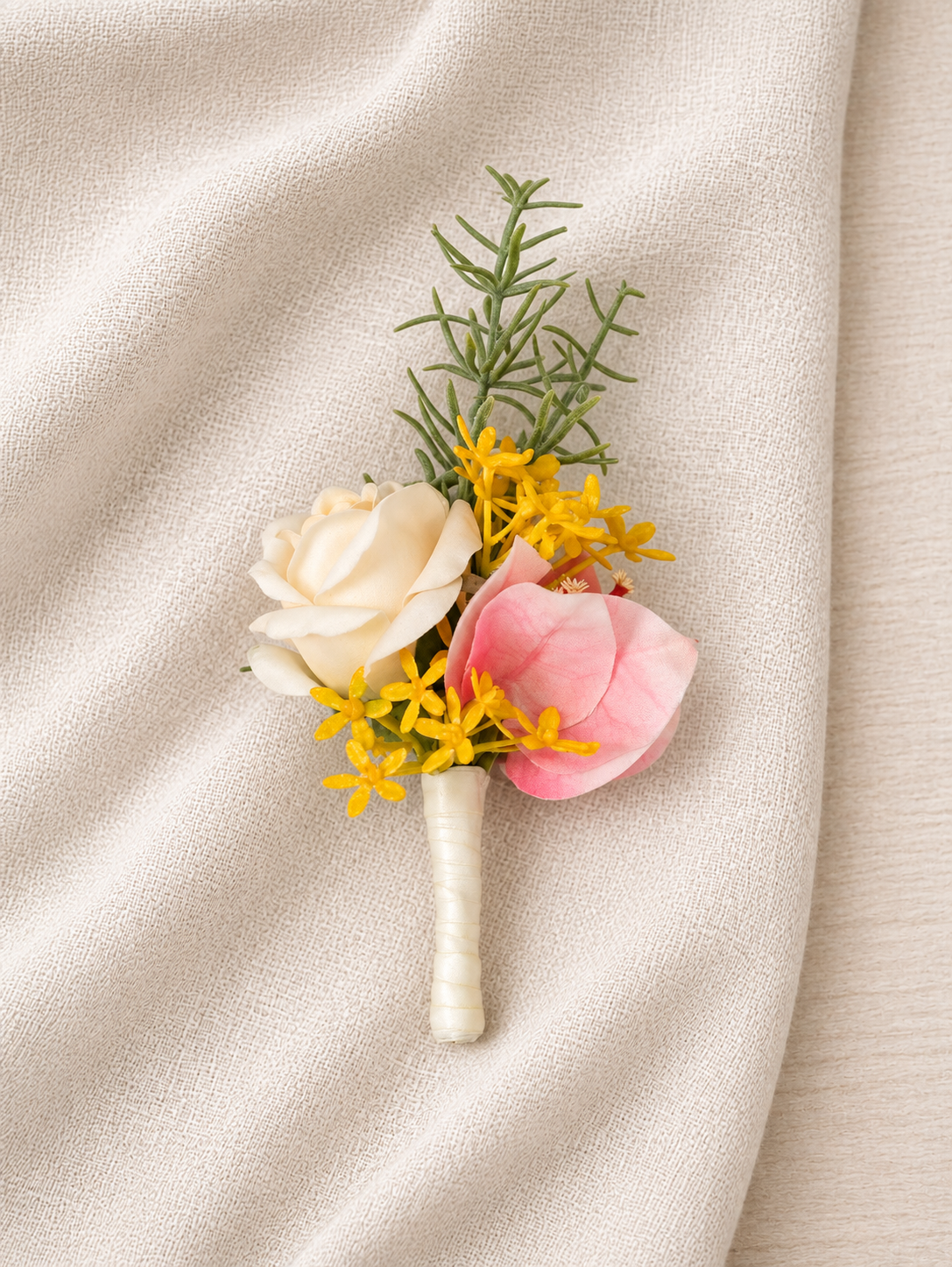 Delicate Spray Roses &amp; Greenery Groomsmen&