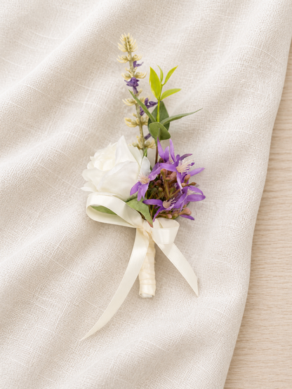 Violet Spray roses, lavender,Parvi Groomsmen&