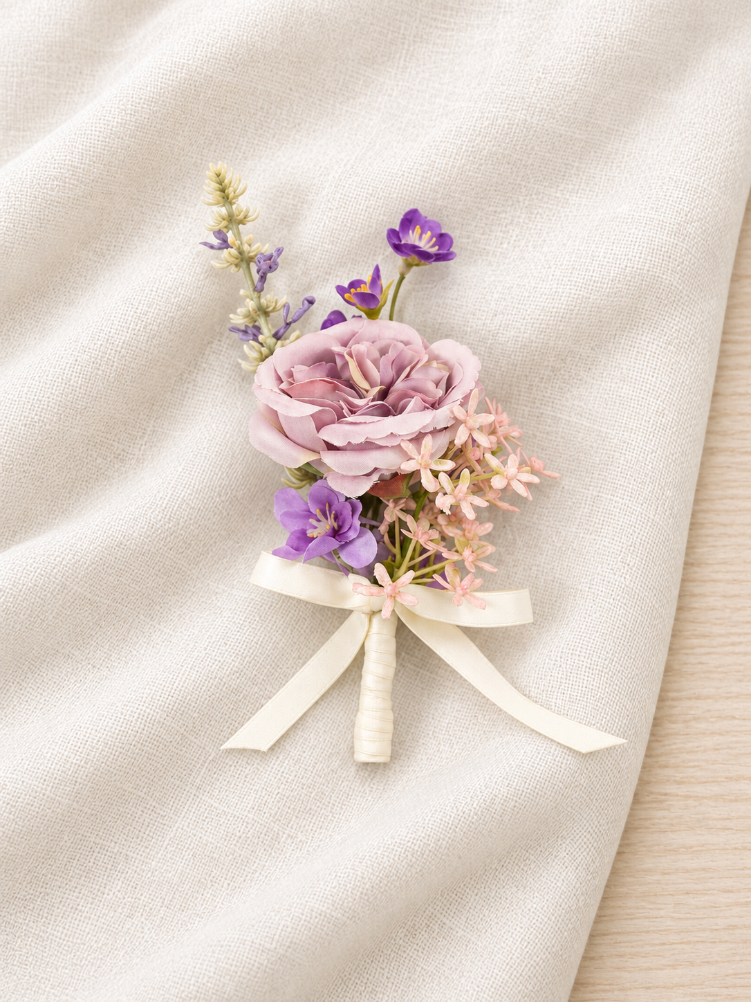 Violet Garden Rose &amp; Purple Wildflower Groom&