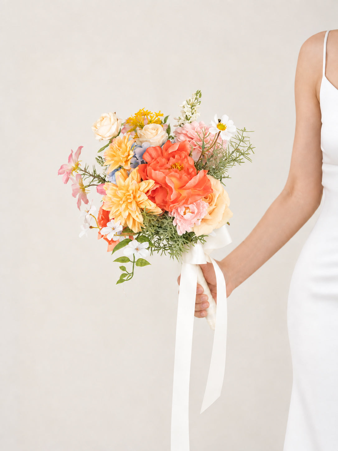 7-Inch Charming Dahlias, Daisies &amp; Coral Charm Peonies Bridesmaids&