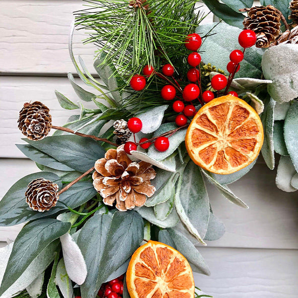2026 Hot 106 Inches Festive Christmas Garland with Dried Oranges, Cinnamon & Pine Accents