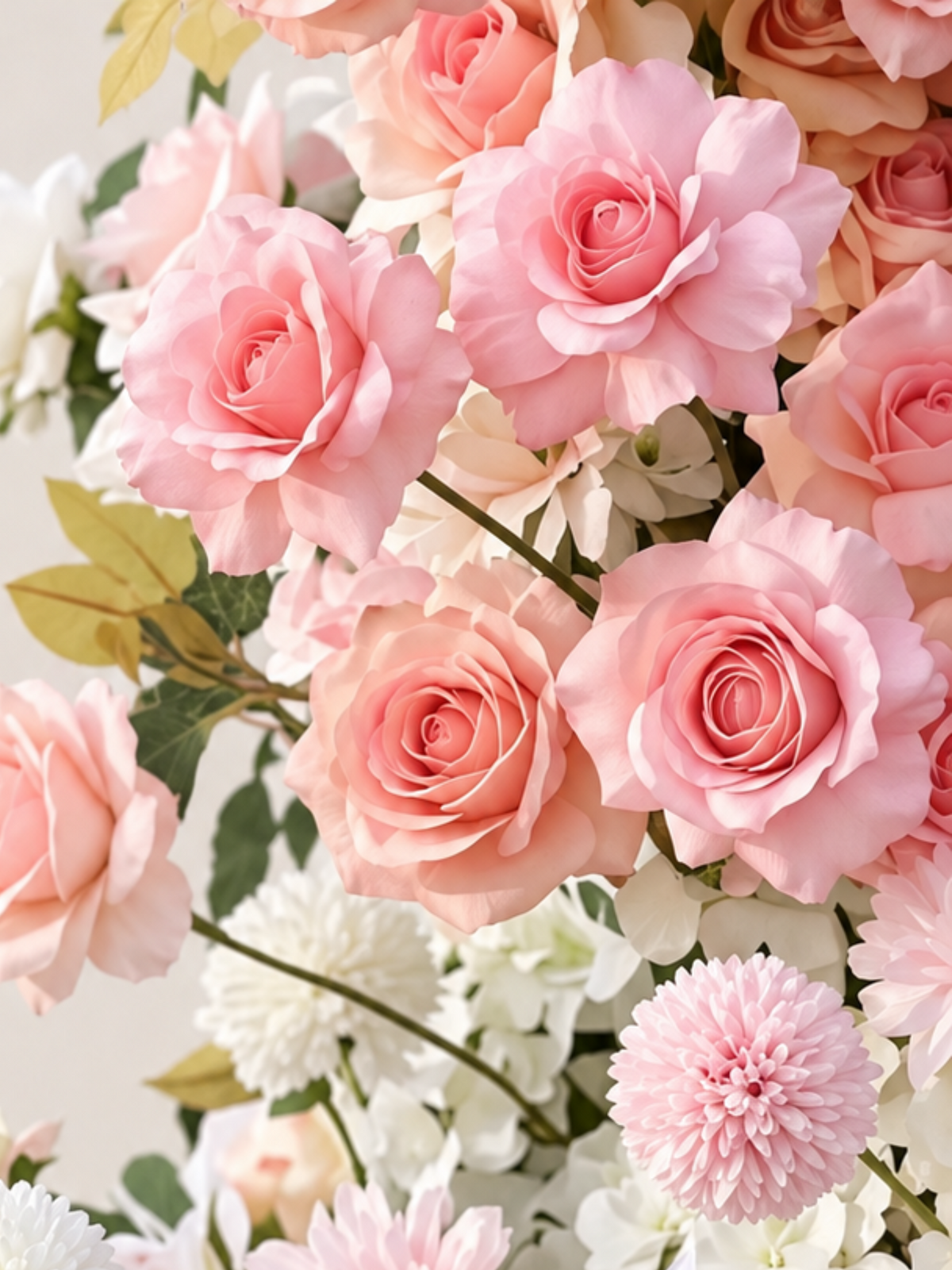 Esme: Pink Wedding Background Arch KT Backdrop Decorative Flower Row Excludes Frame