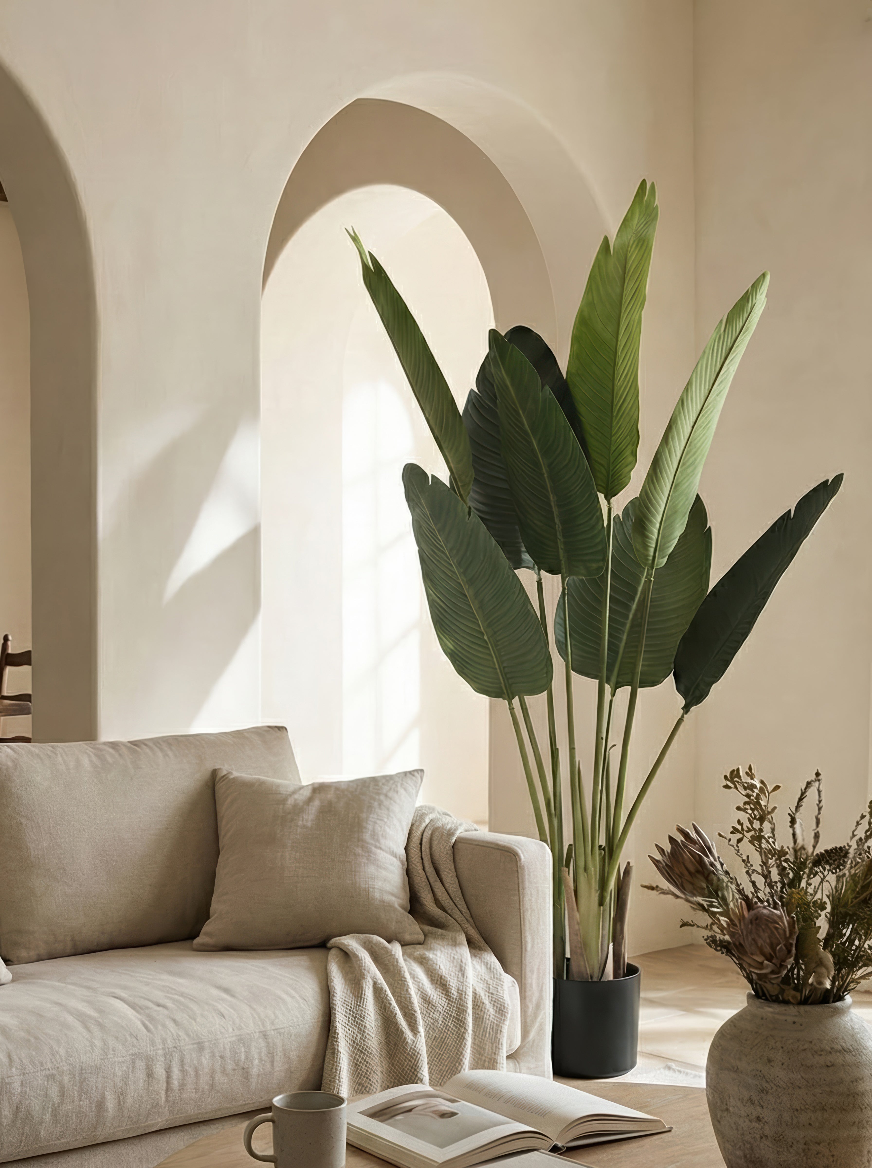 47.2" Faux Traveler’s Palm Tree – Sculptural Greenery for Modern Interiors