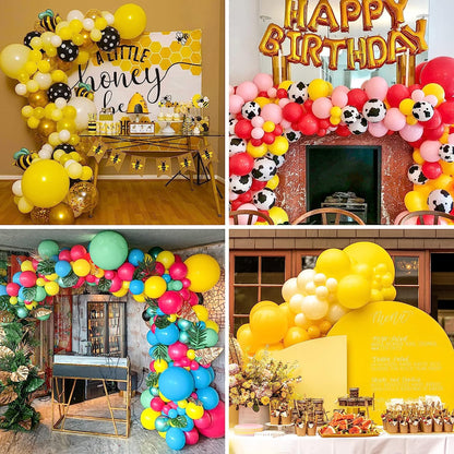 Yellow Balloon Decoration Set, includes 3 sets of balloons, including 12&quot; round yellow balloons, 12&quot; star yellow balloons and 12&quot; heart yellow balloons. Balloons are made of high quality material and durable. Balloons can be used for a variety of occasions including birthday parties, wedding anniversaries, Valentine&