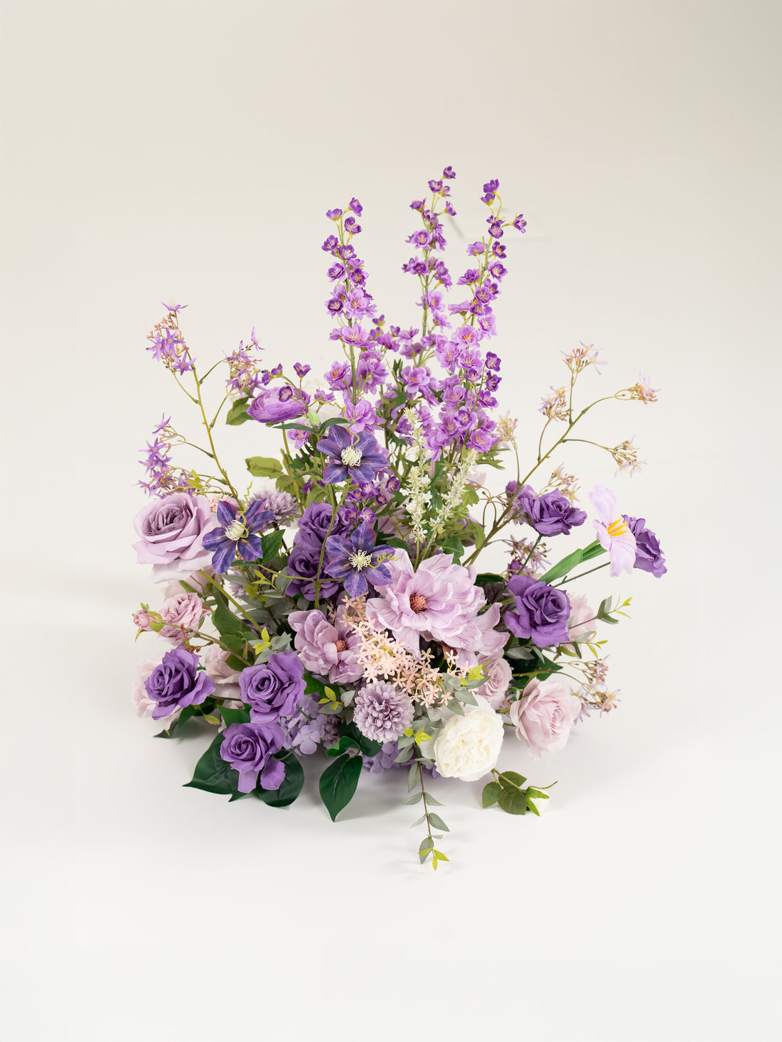 Violet Garden roses Clematis tulips Aisle Flower Arrangment for Wedding Aisle &amp; Ceremony in Violet Garden| Greta