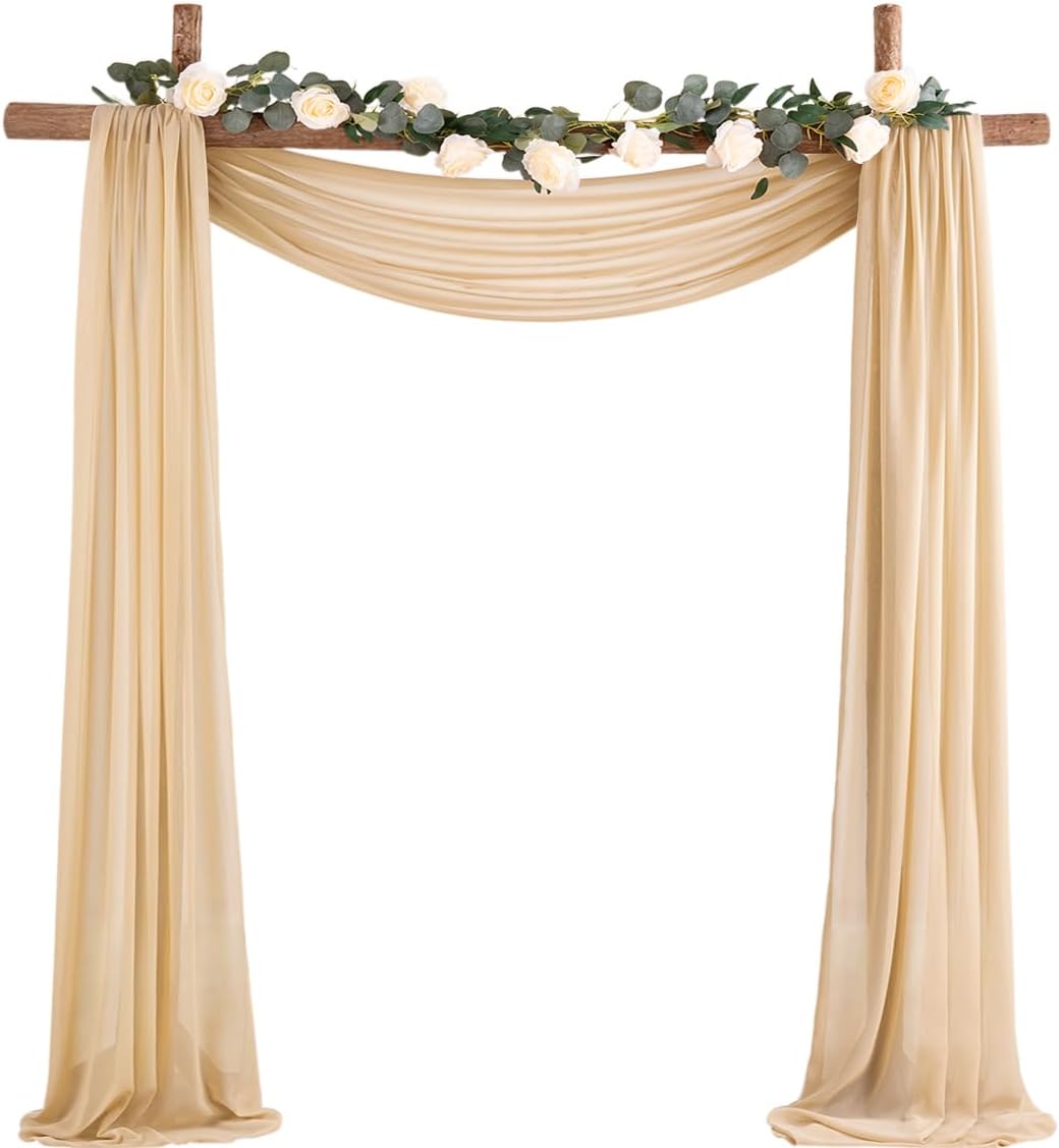 Champagne Wedding Arch Draping Fabric 2 Panels Rose Morning