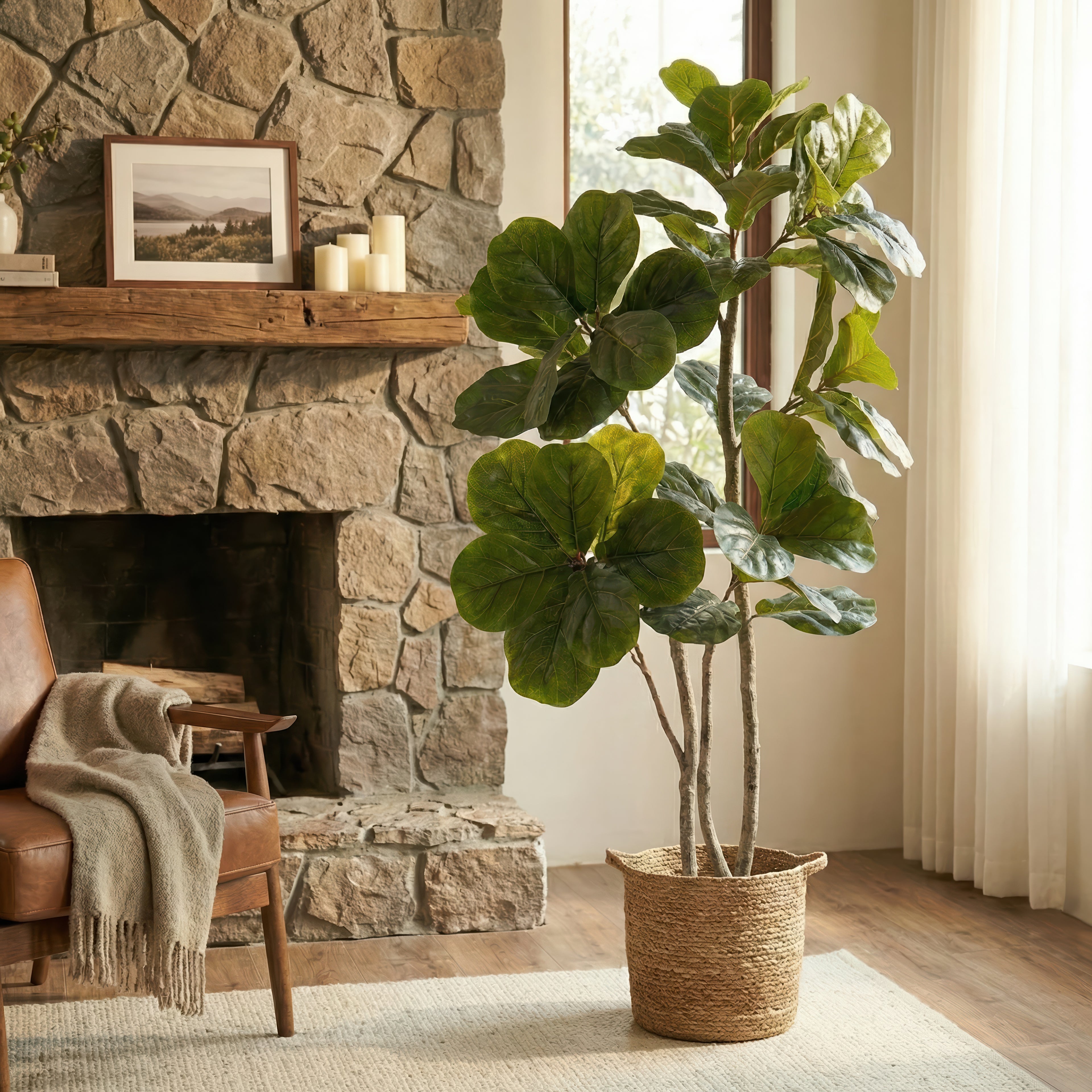 59.1" Artificial Fiddle Leaf Fig – Nordic-Inspired Statement Tree for Modern Interiors
