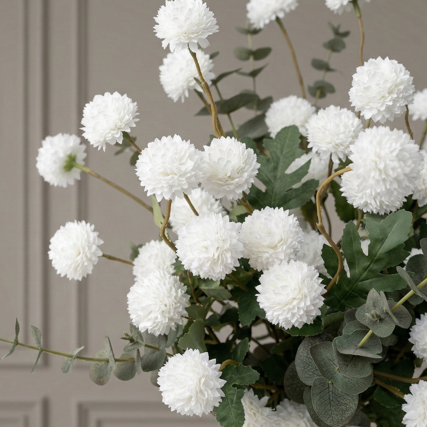 Potfloral Fake Kiku Flowers for-Spring Faux Floral for Home Decor Table Centerpieces(White)