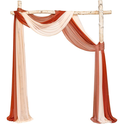 Classic Terracotta Wedding Arch Draping Fabric 3 Panels Chiffon Fabric Drapery Rose Morning