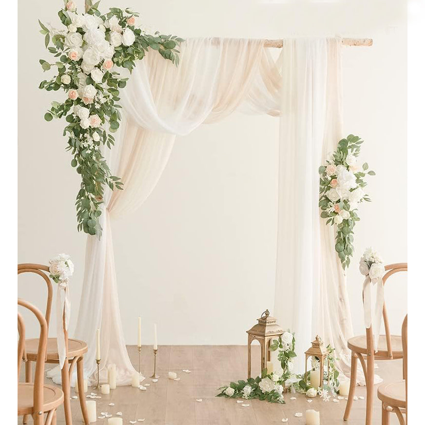 Deluxe Hanging Wedding Arch Flowers with Drapes Kit (Pack of 5) Rose Morning